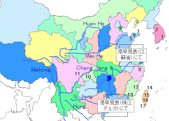 東アジア　港　地図